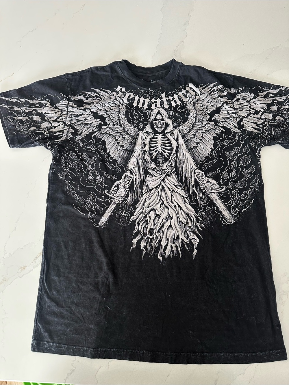 Affliction Haunted Mound Black Men's Angel Reaper Graphic Tee